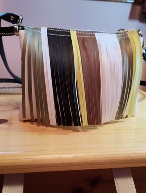 Gum Gianni Chiarini Fringe  Crossbody Bag in Black, White, Brown, Olive & Yellow